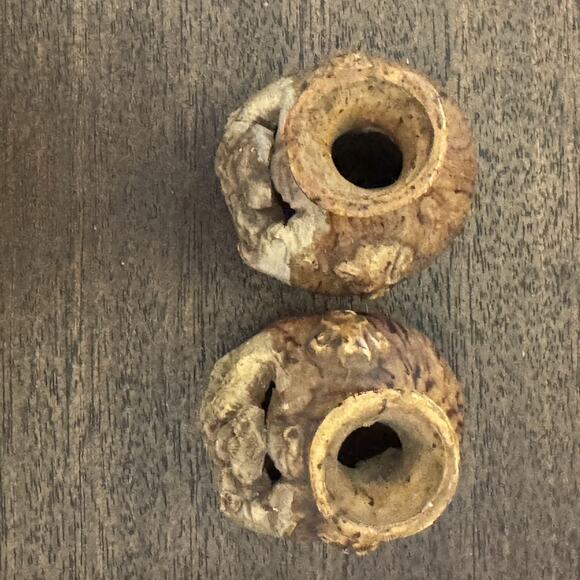 VTG Two Intricately Hand Carved Banko Ware Japanese Miniature Vase House Inside - Picture 14 of 16